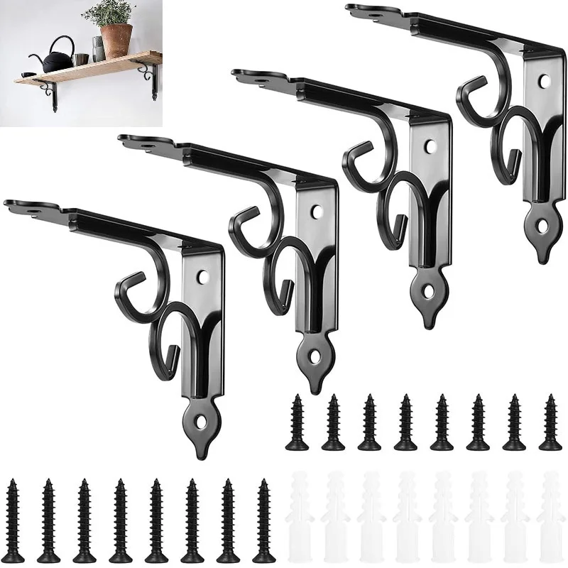 4PCS Retro Bracket เหล็กหนามุมสนับสนุนกรอบชุดสกรู Heavy-Duty Wall Bracket ตกแต่ง L-กรอบสนับสนุน 1