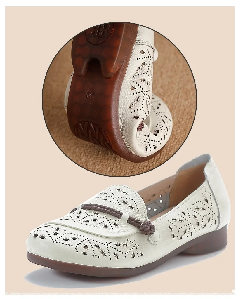 Summer Shoes Women Slip On Moccasins Leather ballet flats Women Retro Designer Sandals Women Outdoor Casual Shoe