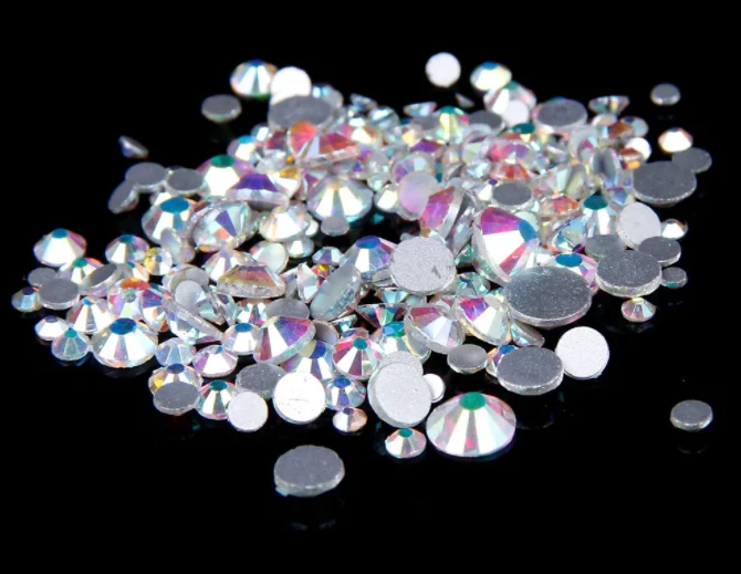 Crystal AB Glass Nail Art Decorations ss3 ss4 ss5 ss6 ss8 ss10 ss16 ss20 ss30 ss34 ss50 Glass Non HotFix Nail Art Rhinestones 4