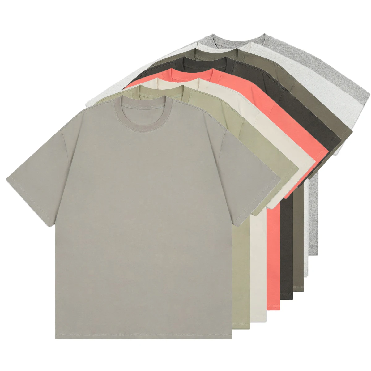 100% 코튼 남성용 티셔츠, 무거운 단색, 드롭 숄더, 반팔 상의, 하이 퀄리티 캐주얼 티셔츠, 300g, 신제품 