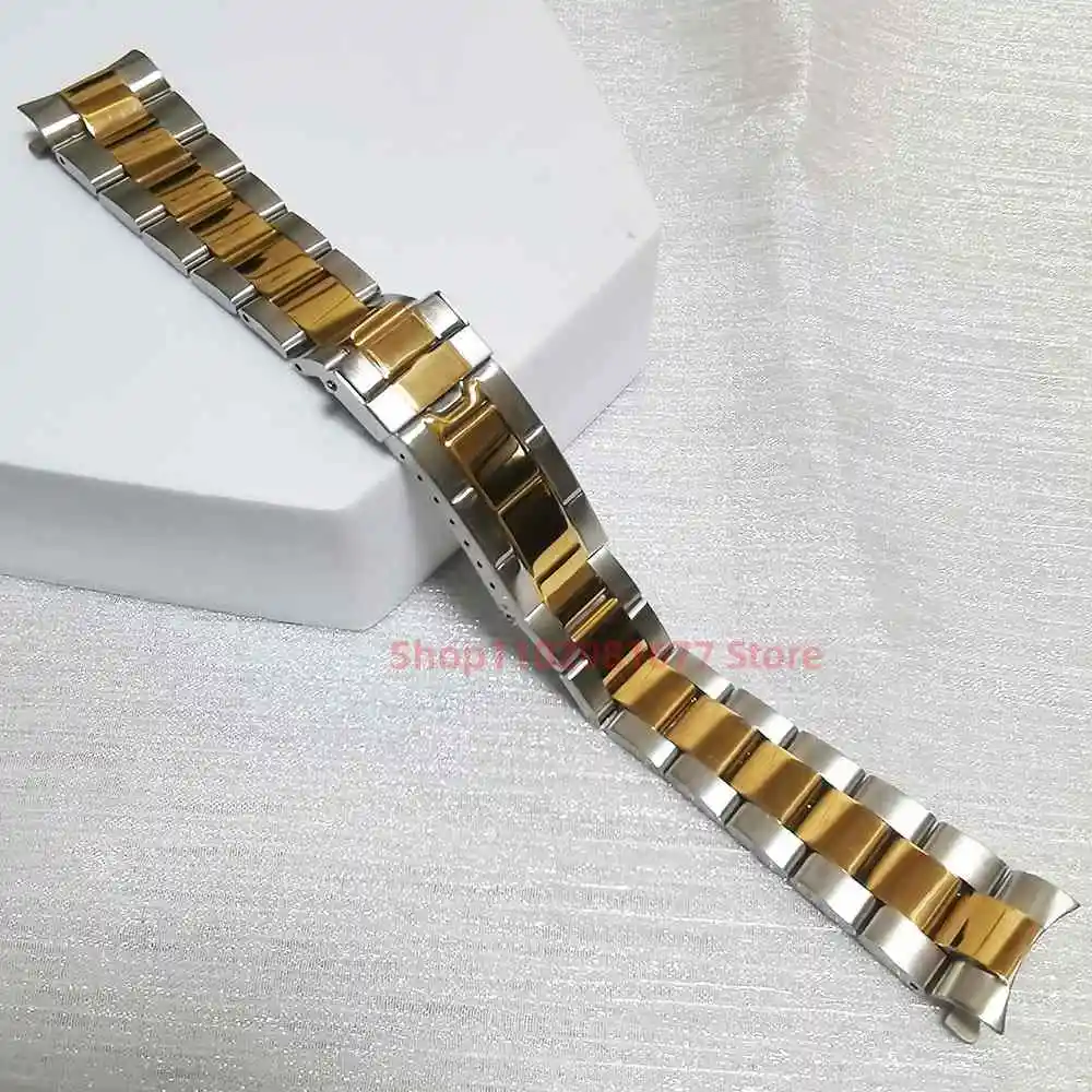 Bracciale Con Cinturino Per Orologio Con Estremità Curva Oyster Vintage In Acciaio Inossidabile Da 20Mm Medio Oro Per Rlx 16622 116613 14270 116620 16
