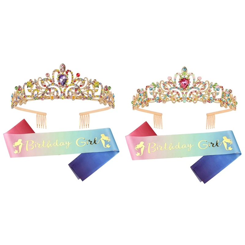 

Birthday Tiaras For Girls Birthday Crown Sash Happy Birthday Girl Princess Birthday Party Decorations Gifts Durable Style A