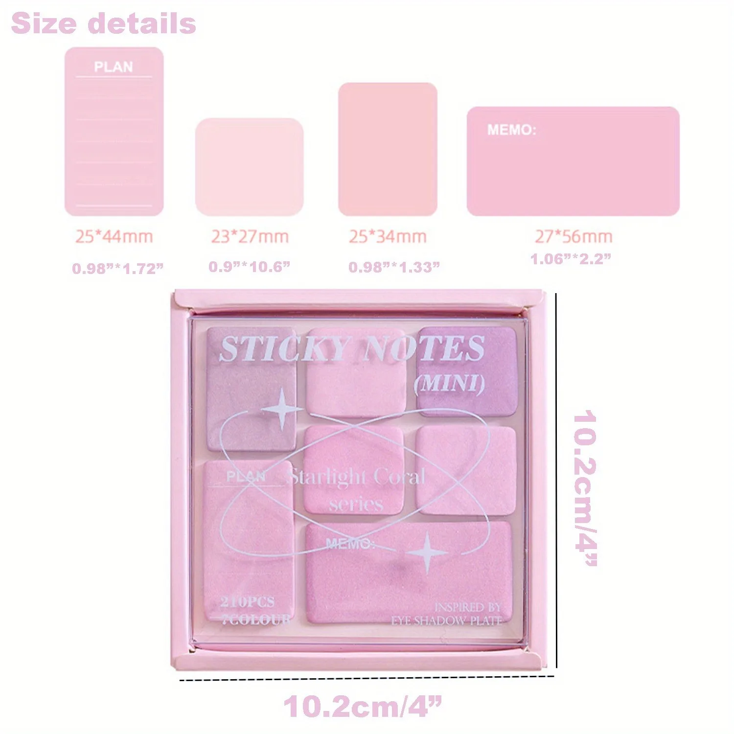 Vibrant Sticky Note Collection - 210 Sheets, Assorted Sizes & Colors, Round Corner Design