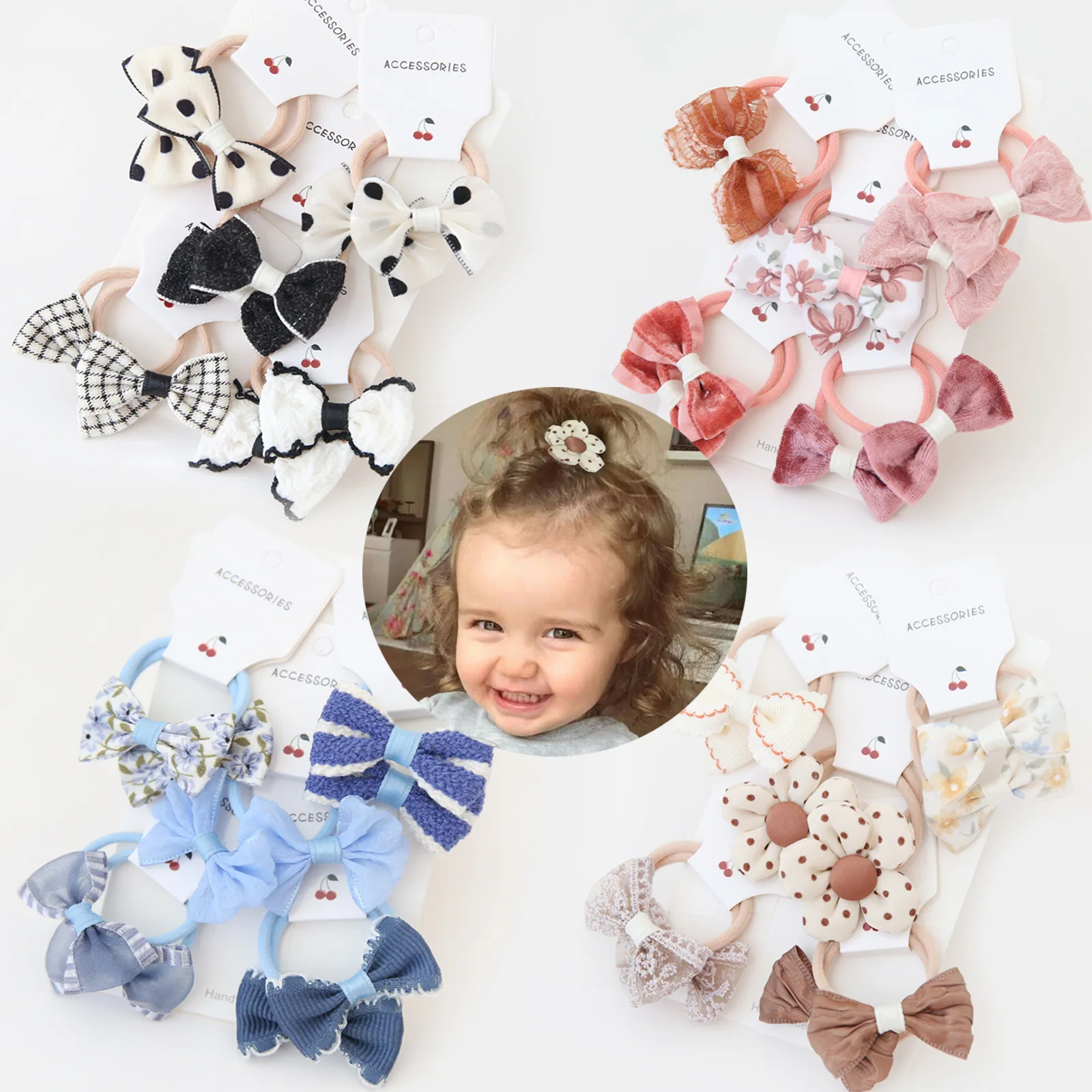 10pcs/Pack Kids Hair Ties Ring Rope Animal Scrunchie Toddlers Flower Bows Elastic Hair Band Baby Girls Hair Accessories