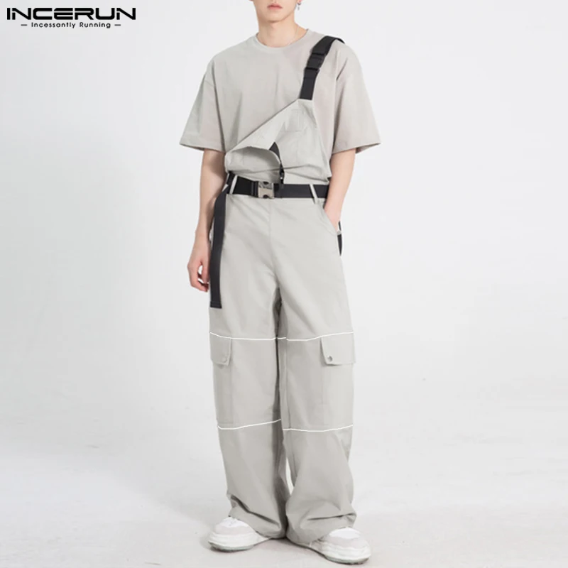 

Handsome Men's Casual Cargo Jumpsuits INCERUN Fashionable Streetwear Hot Selling Male Solid Color Comfortable Rompers S-5XL 2023
