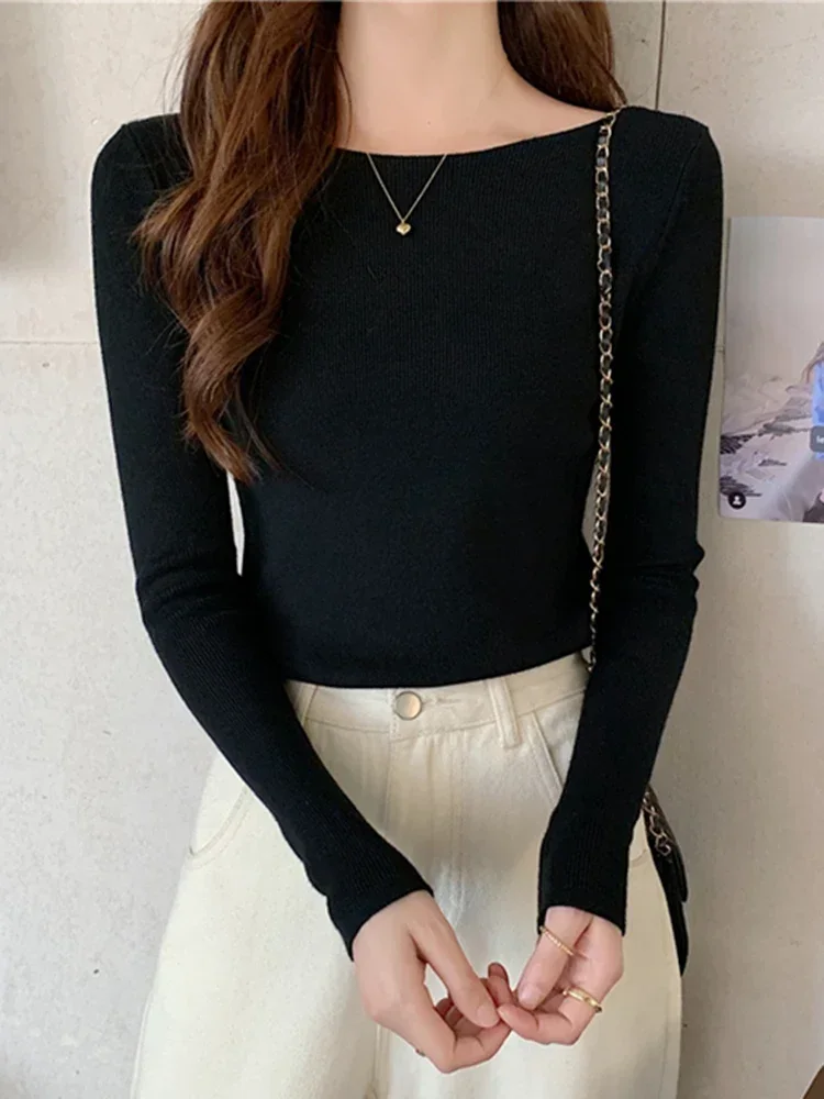 Fashion Ribbed Women Sweater Knitted Soft Pullovers Jumpers Basic Solid Soft Long Sleeve Sweaters For Women Autumn Winter Tops