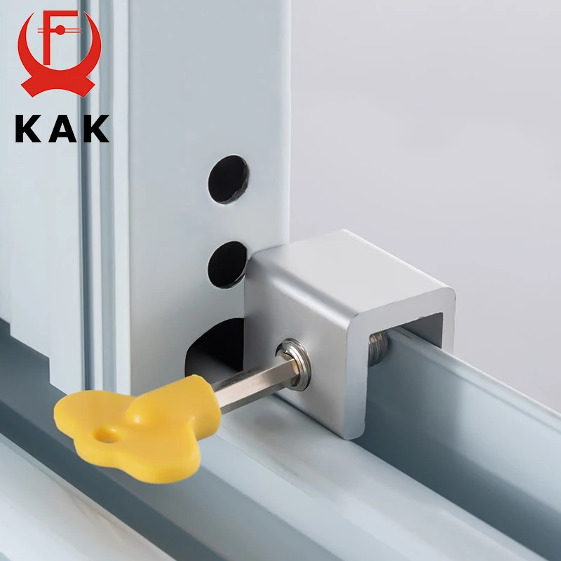KAK Adjustable Window Lock Stopper Safety Locks for Kids and Pets Anti-theft Door Lock Non Punch Sliding Window Hardware