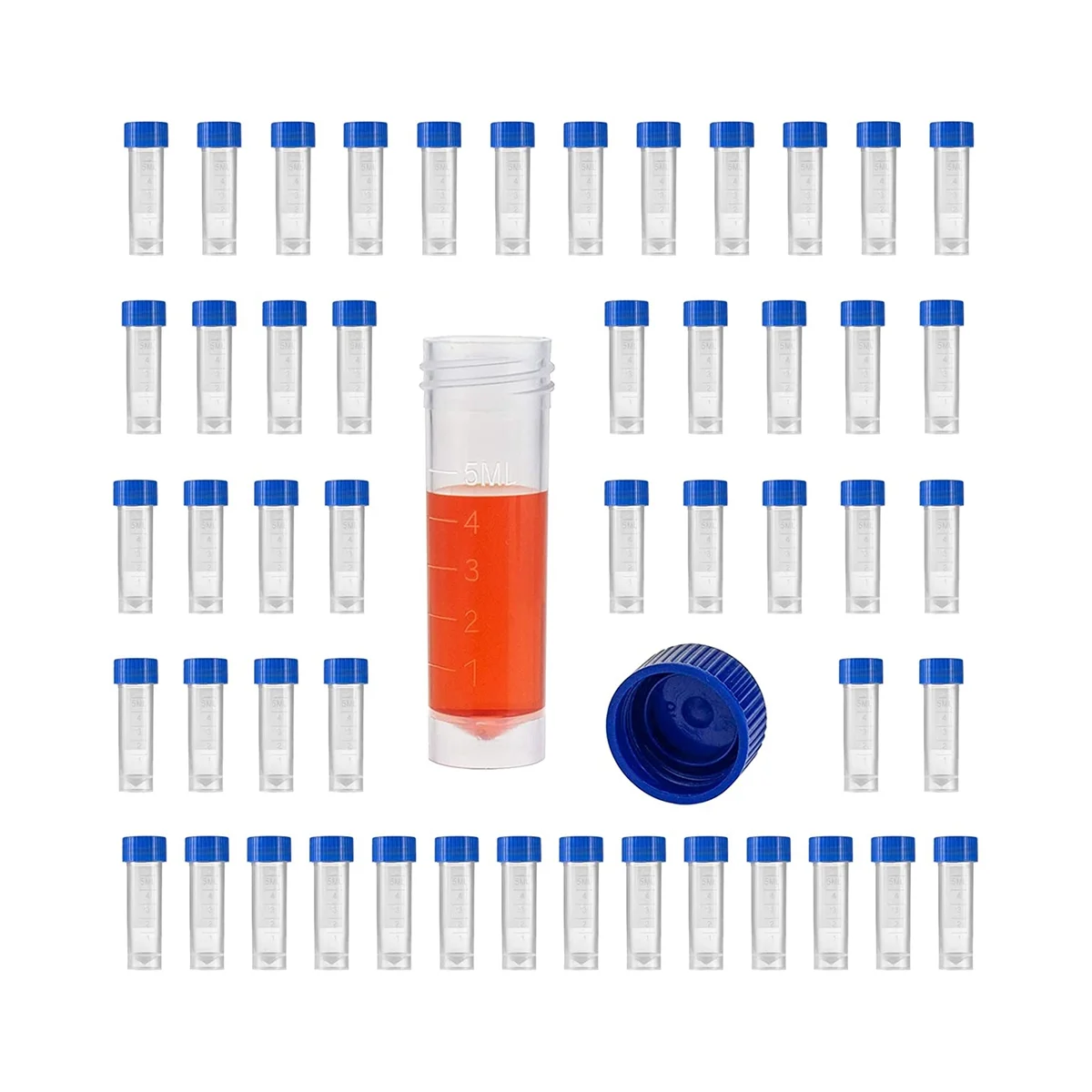 

50PCS Cold Lab Test Tube with Screw Cap No Leak Vial Plastic Cryo Graduated Test Sample Tube Non- Pyrogenic