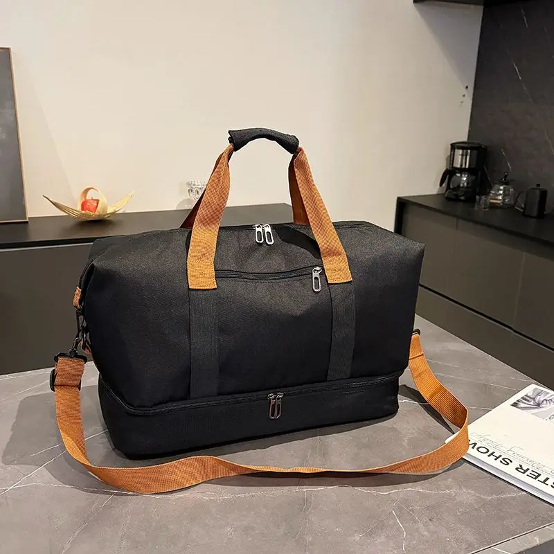 Portable Travel Gym Bag with Shoe Compartment and Shoulder Strap