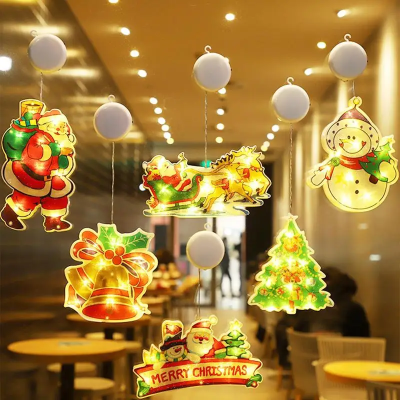 

Искусственное Рождественское украшение для окон, подвесное украшение для окон, Рождественское украшение на присоске с изображением отца, Рождества, снеговика