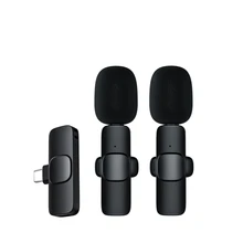 

Portable Wireless Lavalier Microphone Transmitter Receiver Audio Video Smartphone Live Broadcast Mini Rechargeable Microphone