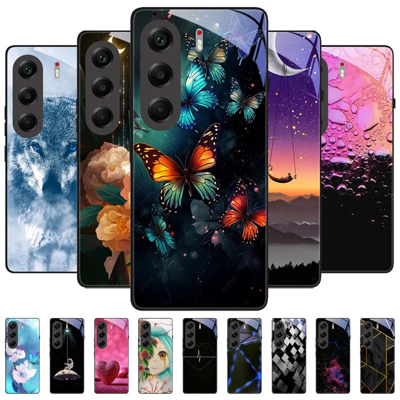 Shockproof Tempered Glass Back Phone Case with Hard Shell Coque