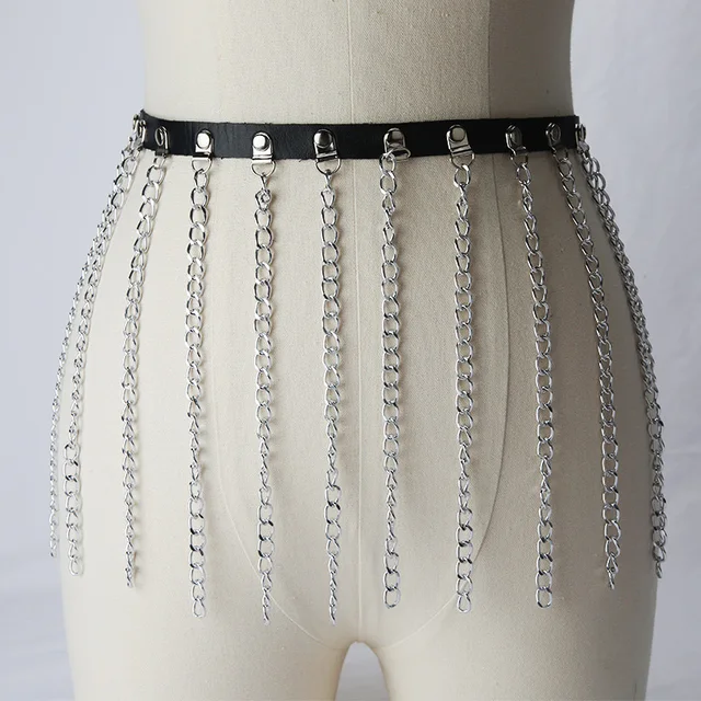 Sexy Harajuku Bling Rhinestone Belts Long Tassel Fringe Belt Gold