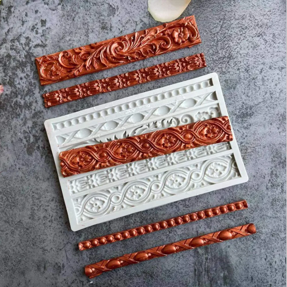 

Cake Border Silicone Mold DIY Cake Baking Decoration Braided Rope Pearl Strip Fondant Cake Decoration Border Silicone Mold T095