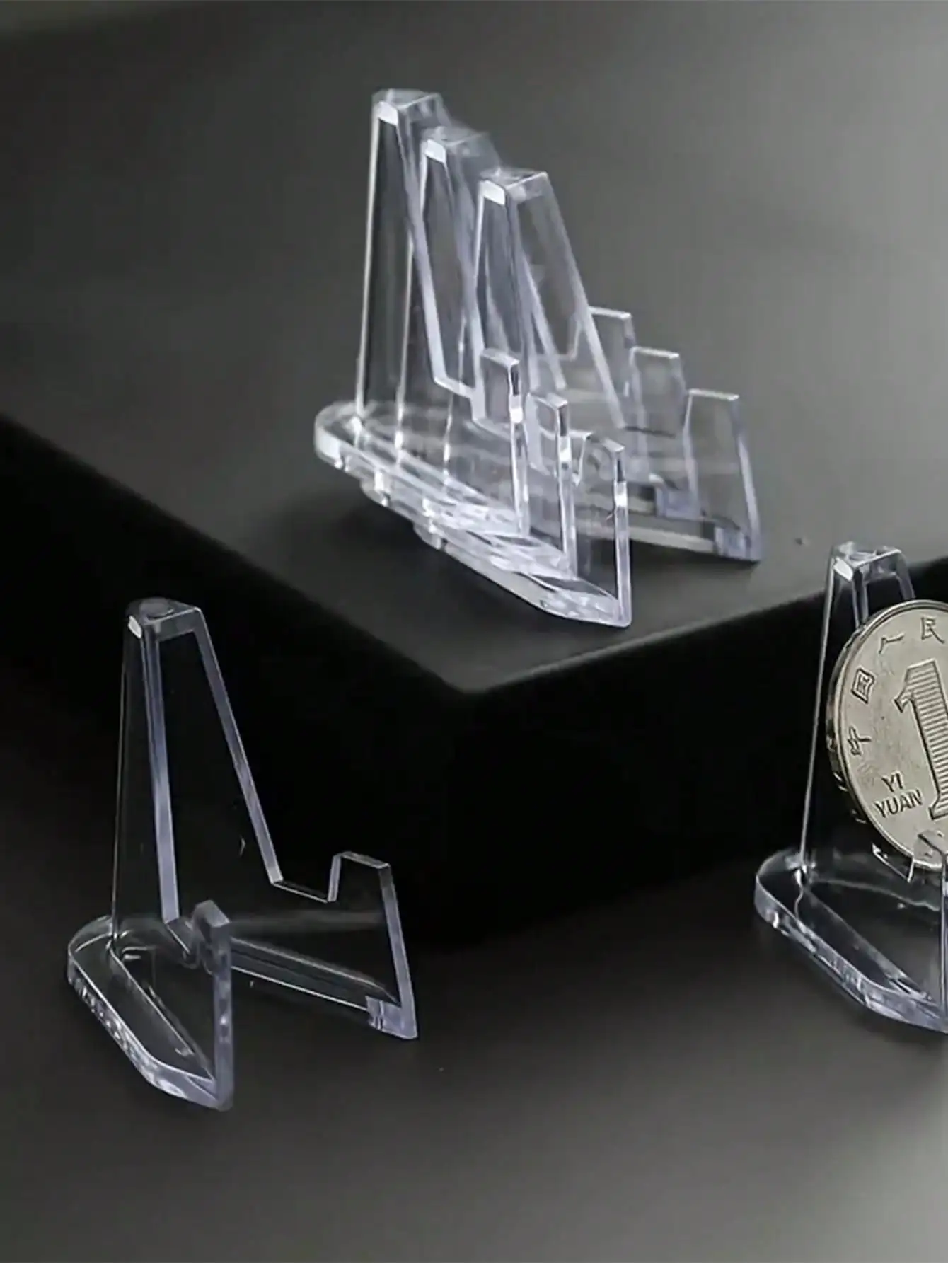 12/24pcs Mini Clear Acrylic Easel Stands Coin Display Easel Holder BaseballSports Card Stands Trading Graded Card Stand