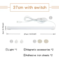 Magnetic LED USB Desk Light - Eye Protection Night Lamp for Dormitory, Office, or Study Table (37cm with Switch)