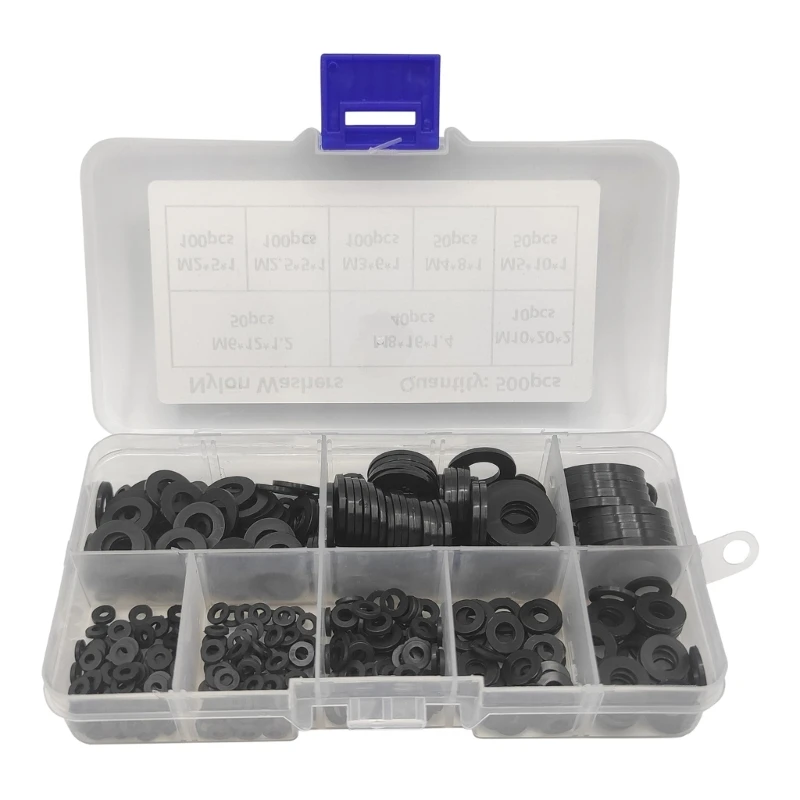 

500Pcs Nylon Flat Washers for Screws Black Plastic Washers Plastic Washers Assorted Washers for Household Dropship