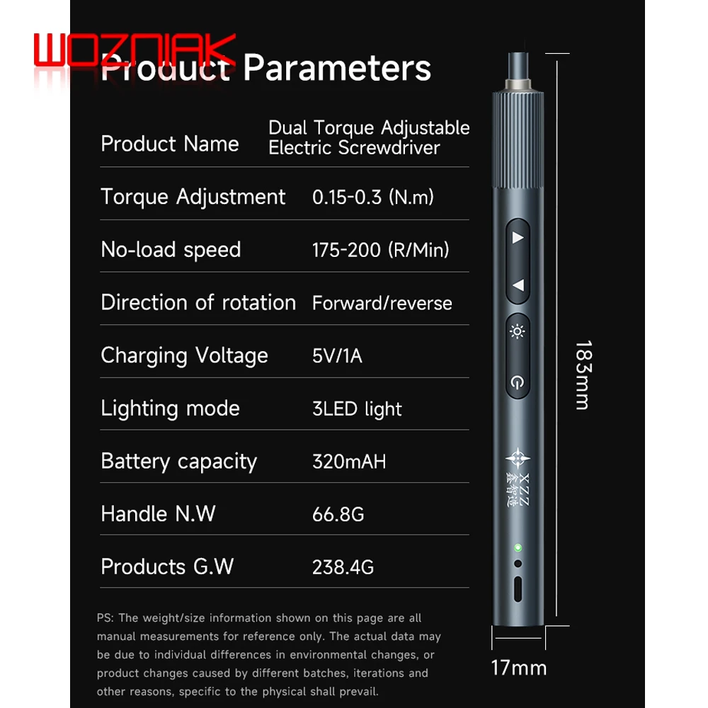 XZZ ES24 Dual Torque Adjustable Electric Screwdriver for Mobile