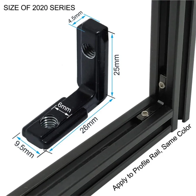 20Pcs L Type Internal Corner Connector Bracket Screws For 20x20 Series Aluminum Extrusion Slot