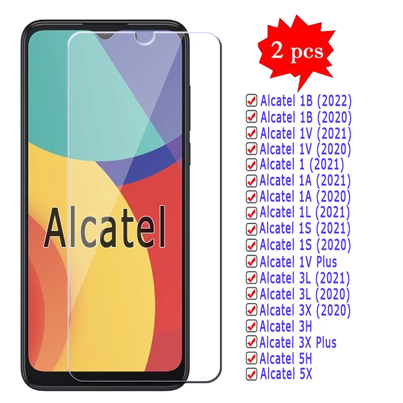 2-1 Pz Vetro Per Alcatel 1V 3H 5 H 5X 3X 1S 1L 1A 1 1B 2022 2020 2021 Cover Pellicola Frontale Per Alcatel 1 3 5 H A B L S X V Plus Di Vetro