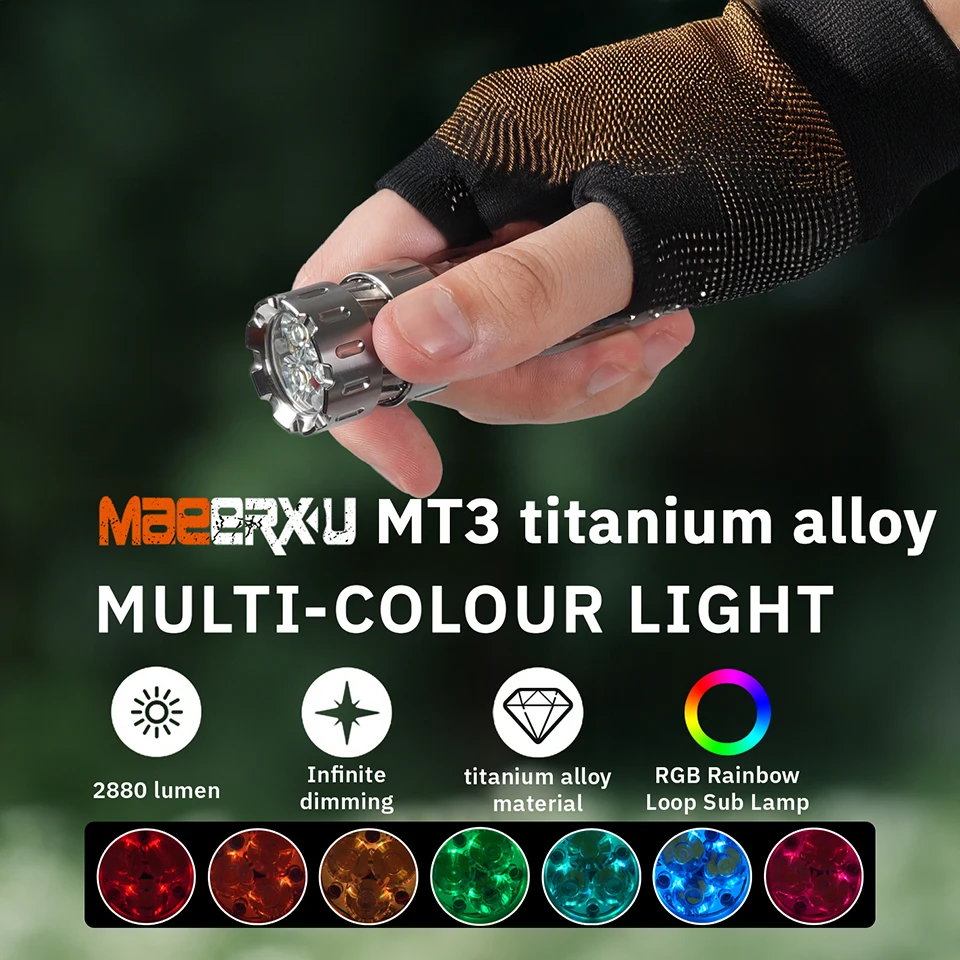 Maeerxu MT3 Titanium Torch 18350 Battery 2880LM High Power Super