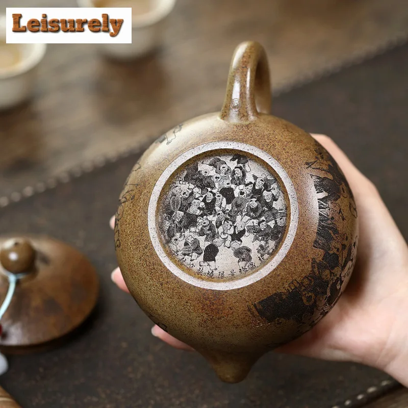 550ml Traditional Yixing Purple Clay Teapot Handmade Xishi Pot Raw Ore Temperature Firewood Mud Kettle With Infuser Zisha Teaset