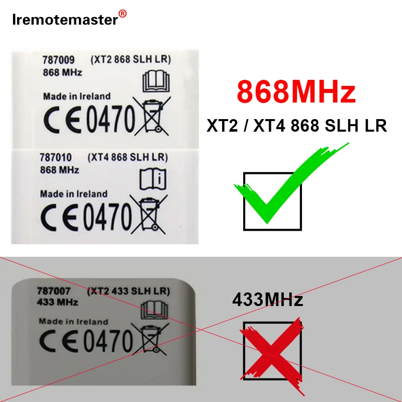 Garage Door Remote control Compatible with 868Mhz XT2 XT4 gate door opener For XT2 868 SLH LR / XT4 868 SLH LR