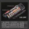 12 Pcs Ratchet Socket Wrench Kit Universal Repair Tool Multi-Function 8-32mm Wrench Home Quick Release Reversible 5