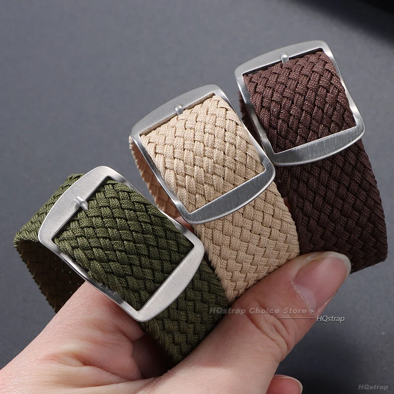 Premium Perlon Woven Nylon Watchband Strap – Adjustable Fabric Bracelet with Buckle for Men & Women, Black & Blue Options
