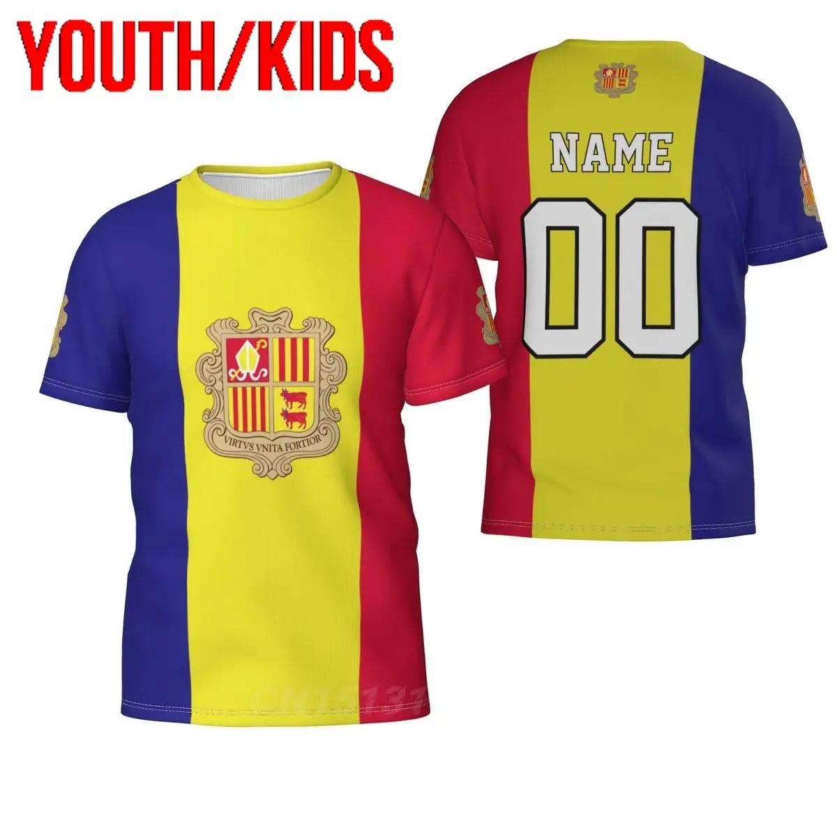 

Youth Kids Custom Name Number Andorra Country Flag 3D T-shirts Clothes T shirt Boy Girl Tees Tops Birthday Gift US Size