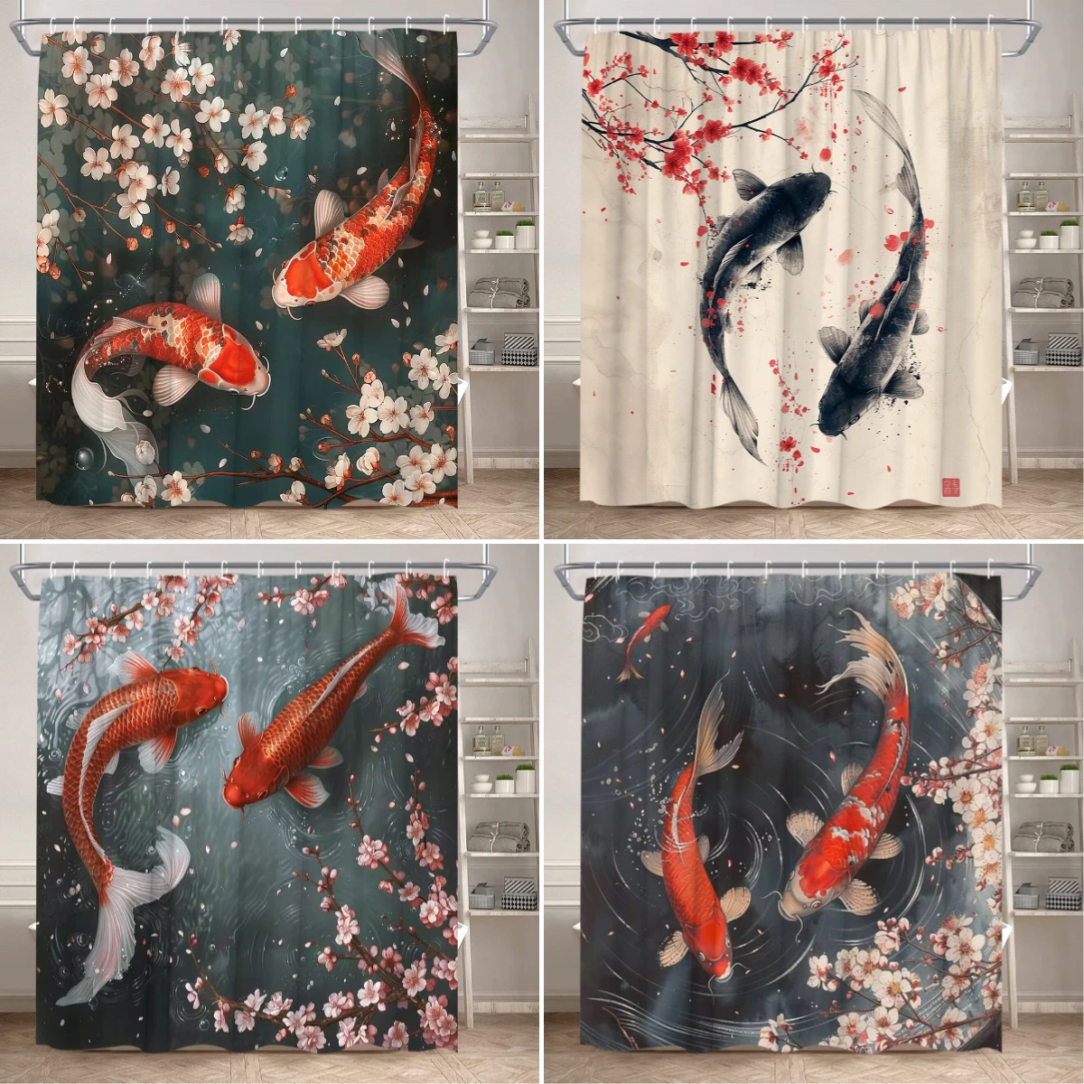 

Занавеска для душа Koi с цветами вишни