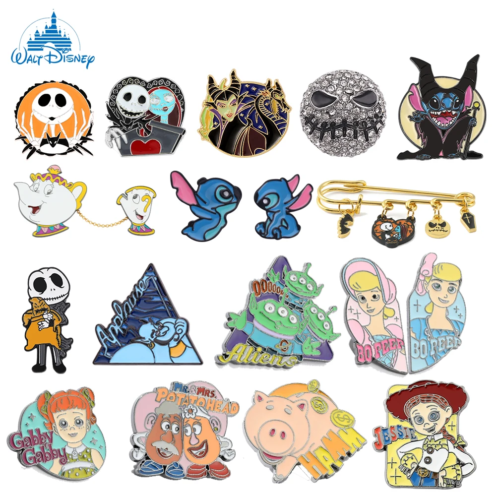 Disney Animation Movie Toy Story Cute Button Spilla Fashion Jack Skellington Smalto Spilla Trend Maleficent Badge Jewelry