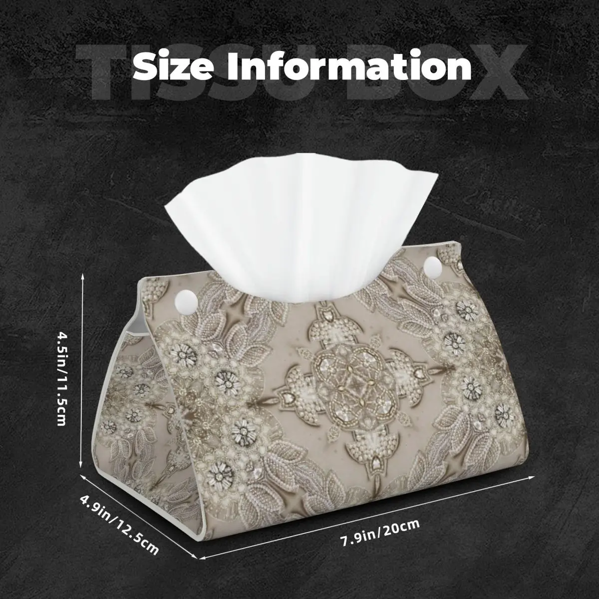 Custom Vintage Rhinestone Pearl Tissue Box Holder Rectangular Crystals Diamonds PU Leather Facial Tissue Box Cover for Office 5