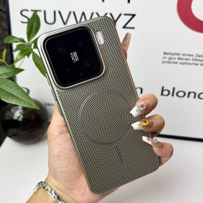 Luxury Metal Hollow Ventilate Hard Case with Magnetic Wireless Charging Compatibility
