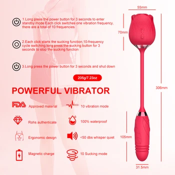 Rose Sucking Vibrator 10 Speed Vibrating Clit Sucker Nipple Blowjob Clitoris Stimulation Female Masturbation Sex Toys for Women 4