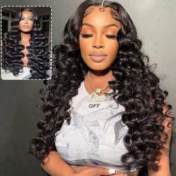 28 Inch Deep Wave Lace Frontal Wigs Loose Wave Lace Front Wigs Human Hair 200% Density Loose Deep Wig 13x4 HD Regular Human Hair 1