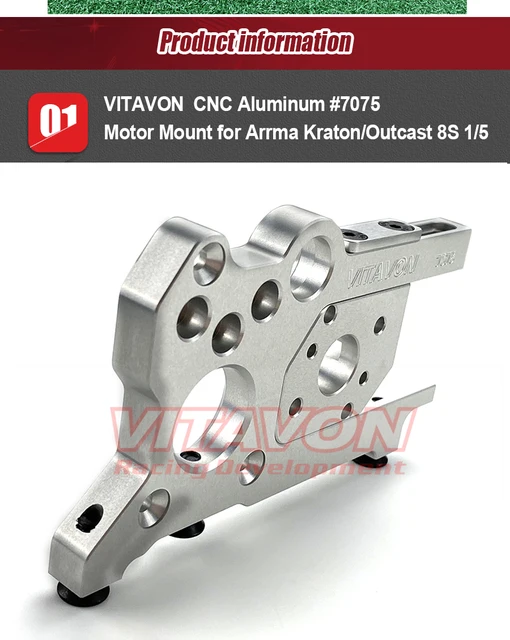 RCAWD Alloy Sliding Motor Mount Plate For Arrma 1/8 & 1/7 Scale RC Cars - Red Upgrade Part