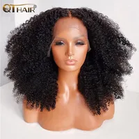 QT Afro crépus bouclés dentelle avant perruques 13x4 HD Transparent cheveux humains dentelle perruque brésilienne bouclée 4x4 dentelle fermeture perruque pour les femmes noires 2