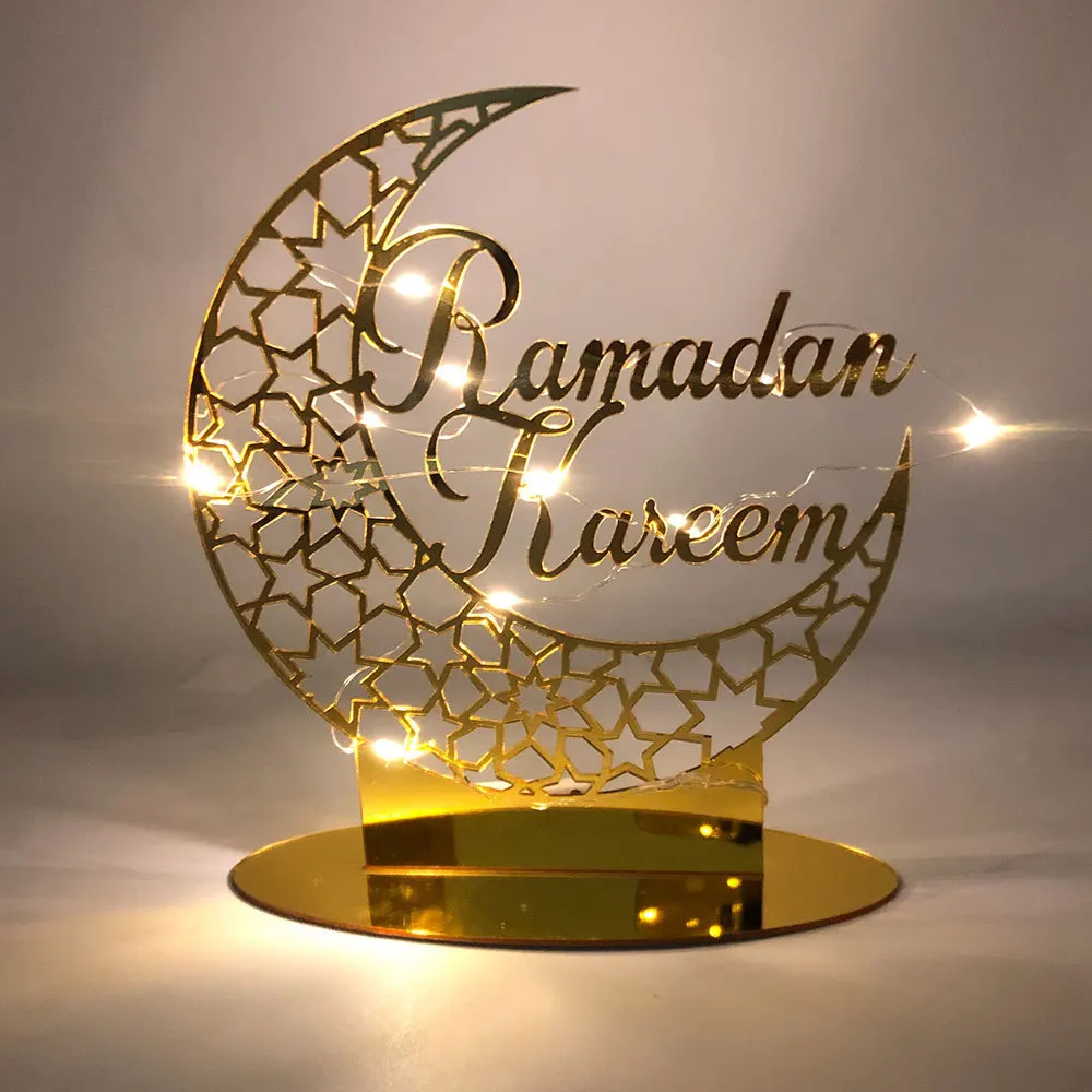 Acheter Lune lumière LED Eid Mubrak décor acrylique lune lanterne Ramadan  LED ornement pour Eid al-fitr vacances musulmanes décorations pour la  maison