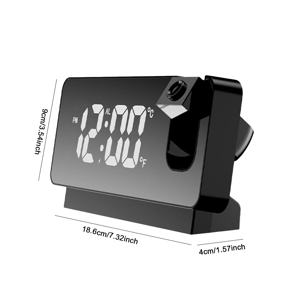 Digital Alarm Clock Multifunctional Projector Bedside Alarm Clock 180° Projector on Ceiling LED Display for Bedroom Living Room 6
