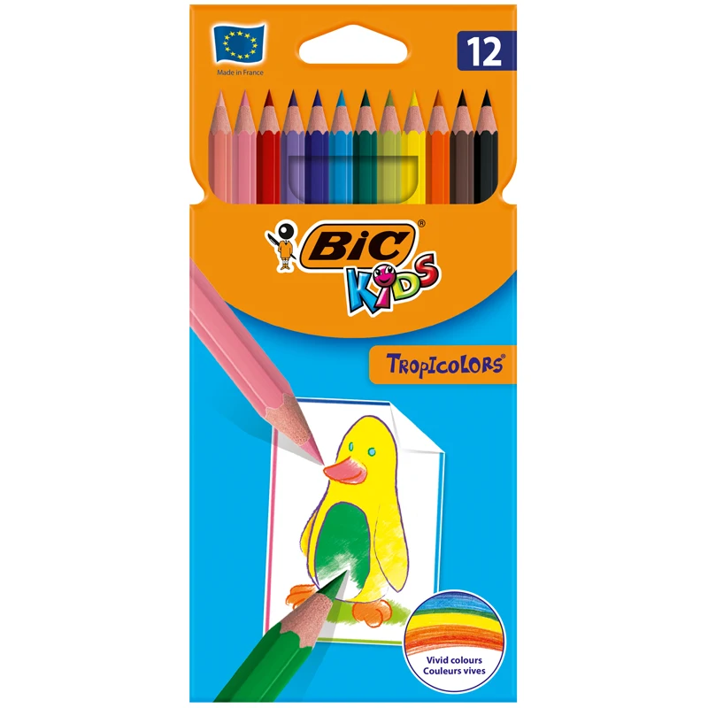 Pencils colored plastic Bic &quottropicolors&quot 12 colors packing europendant | Канцтовары для офиса и дома