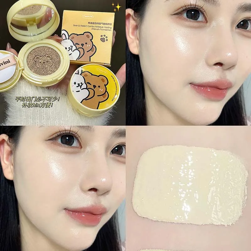 Moisturizing Concealer Air Cushion Foundation Cream Light Natural Waterproof Brighten High Coverage Base Makeup Cosmetics