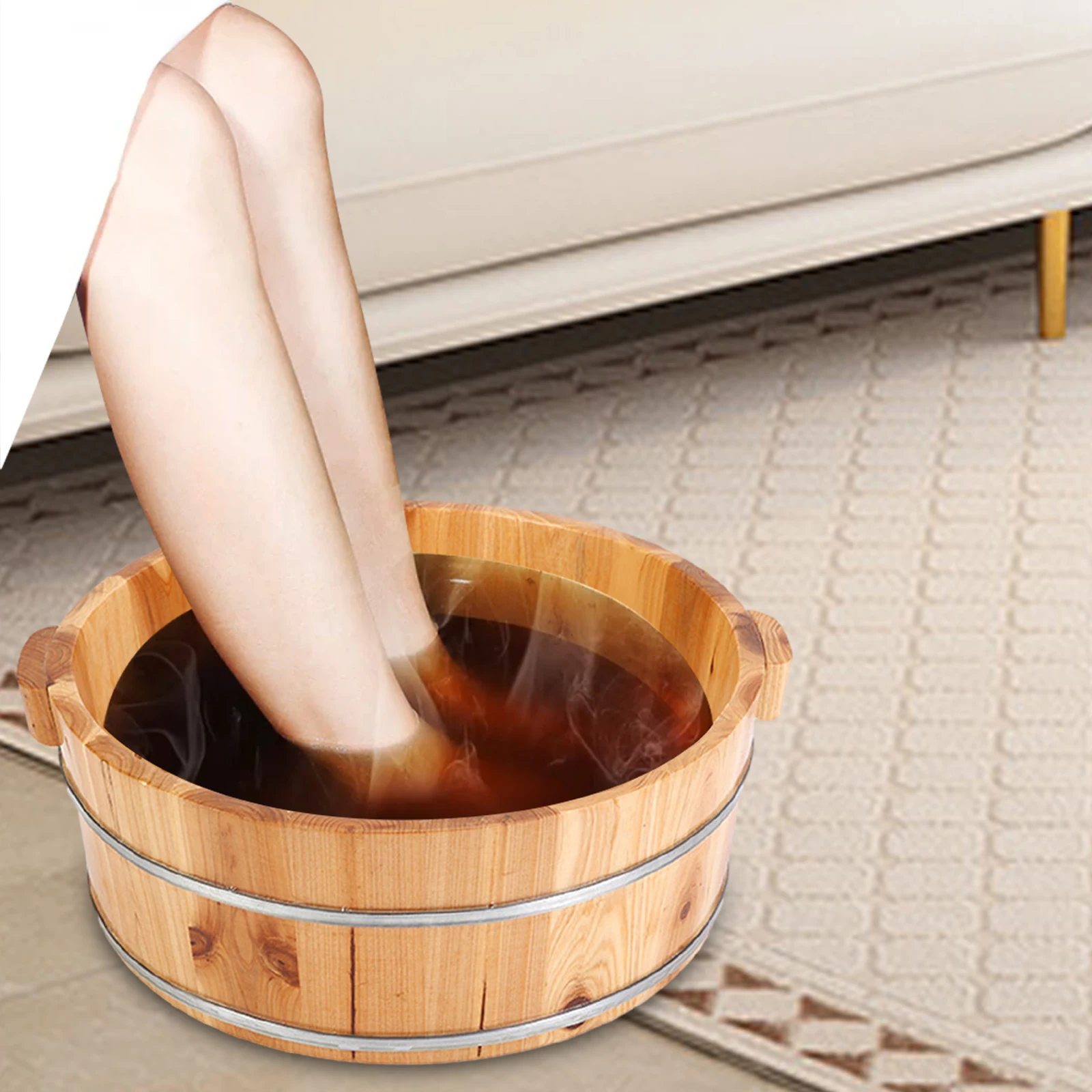 Wood Footbath Basin Foot Soaking Bath Basin Foot Bath Bucket Footbathing Home Supplie Sooth Surface Soaking Tub