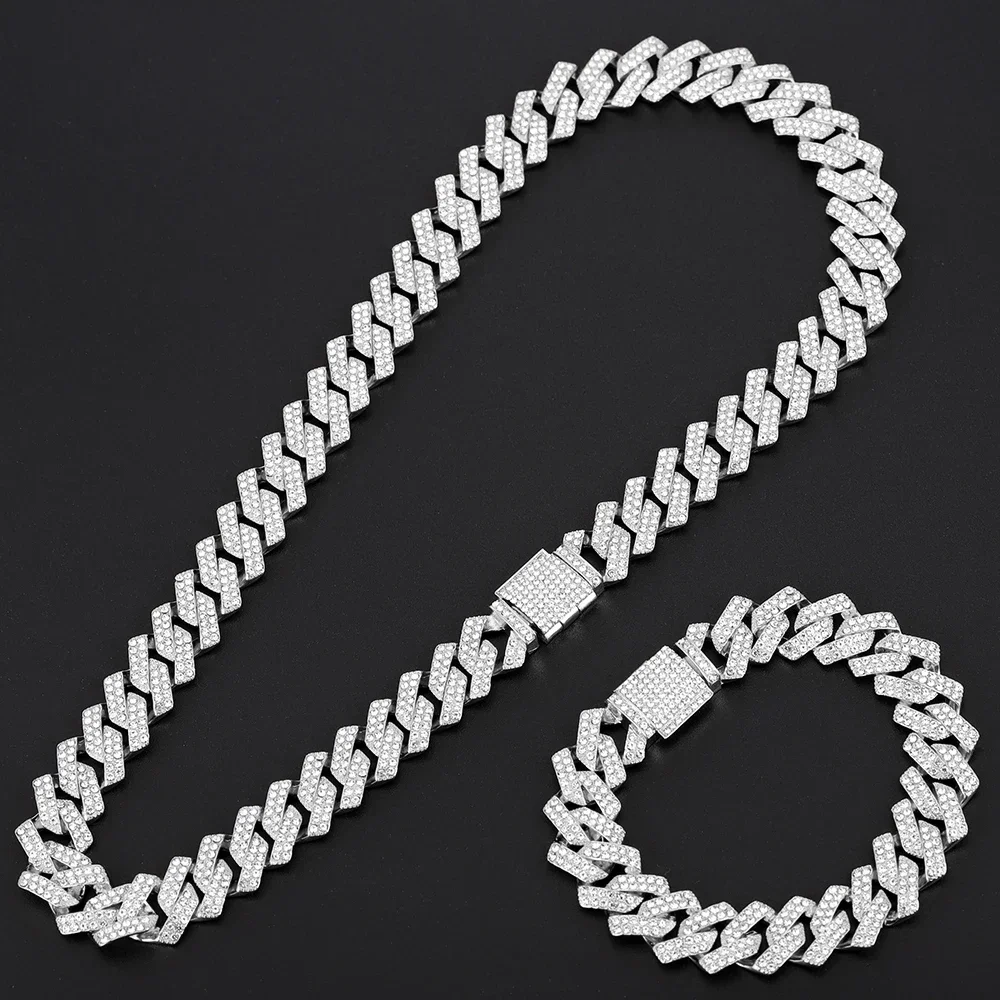 16mm Cuban Link Chain Set Necklace + Bracelet