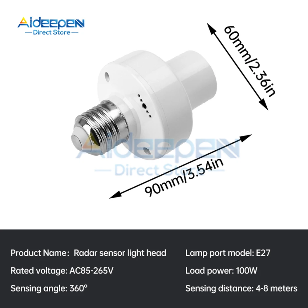 Lamp Holder E27 Radar Induction White Ceiling Light Bulb Socket