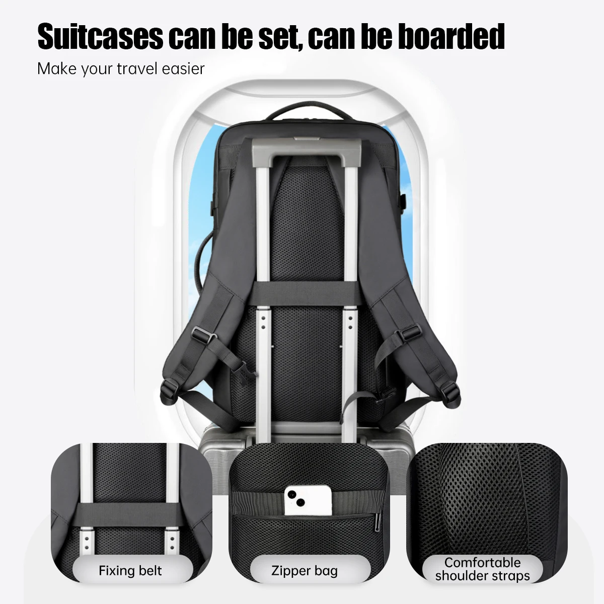 Men's Business Commuter Backpack, Large-Capacity 16-Inch Computer Bag for Business Trips, College Student School Bag