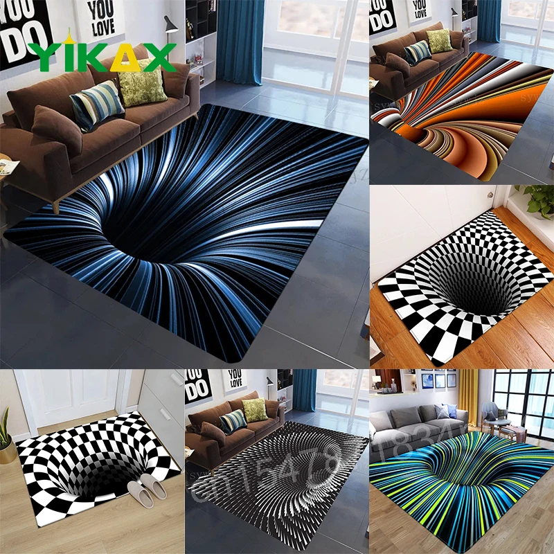 

3D Vortex Illusion Carpet Scary Clown Non-slip Floor Area Rug Abstract Geometric Print Optical Home Living Room Bedroom Doormat