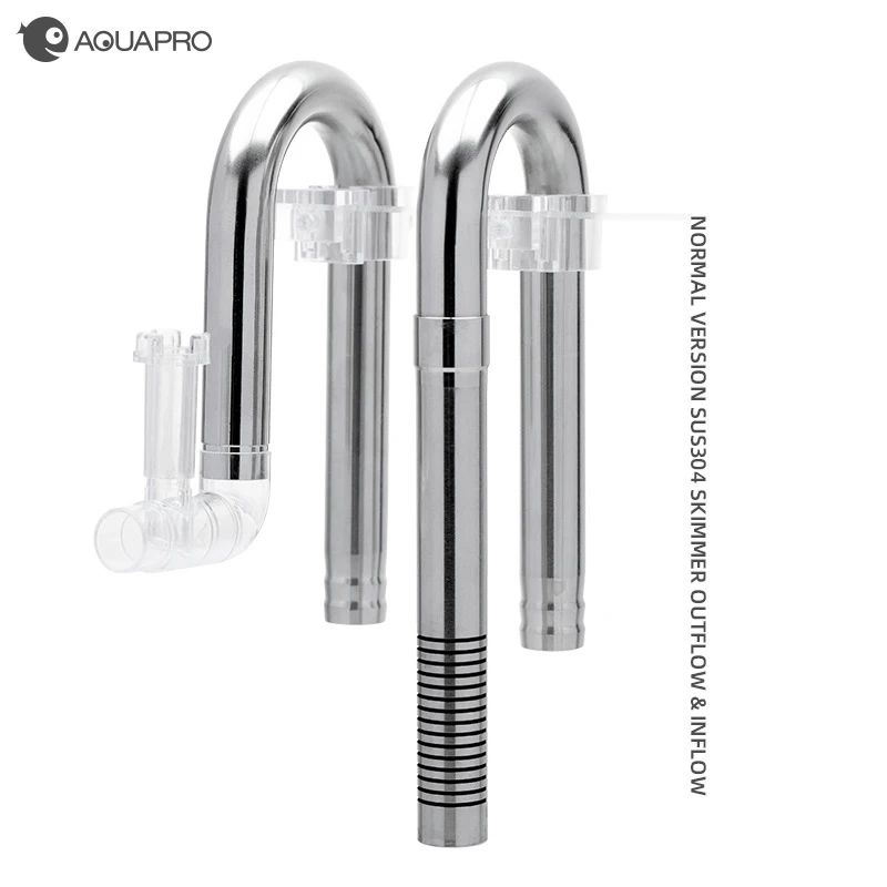 Taidda Stainless Steel Aquarium Inflow/Outflow Pipe Set With Surface Skimmer - 16mm