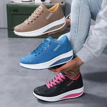 woman's casual shoes platform leather swing shoes ladies moccasins breathable women platform sneakers zapatos mujer