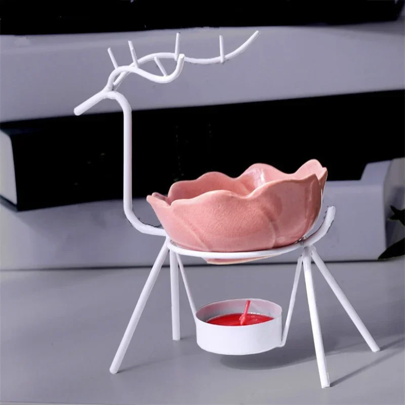 Stainless Steel Reindeer Tea Light Candle Incense Burner Candle Holder Aroma Burner Essential Oil Lamp Living Room Decoration